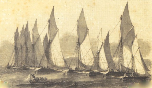 A moored start for a Royal Cork Yacht Club race in 1852