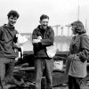 Edward Allcard (centre) in May 1952 with fellow sailors Ann Davison and Norman Fowler in Plymouth. Photo credit: PA Archive/PA Images