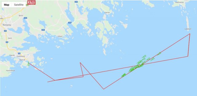 Tracker image of Class B traversing the Swedish coast off Oxelosund